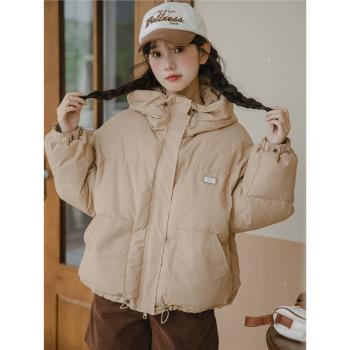 美拉德連帽棉衣棉服外套女冬2024新款小個子羽絨服加厚麵包服短款