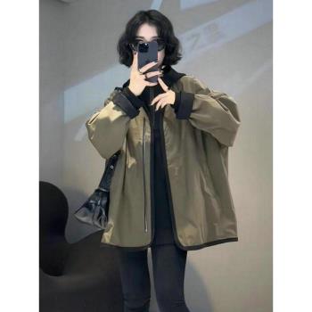 歐貨兩面穿V領寬松中長款風衣