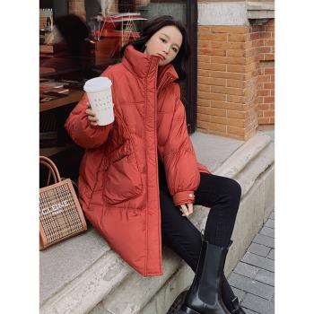 Lecea Alice羽絨服女中長款2024冬季新款韓版立領白鴨絨保暖外套
