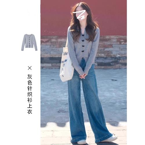 灰色針織衫外套女早春季2025新款韓系慵懶風初春穿搭chic長袖上衣