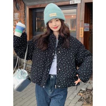 韓系超好看碎花羽絨棉服外套2025冬季設計感加厚寬松輕薄棉衣棉襖