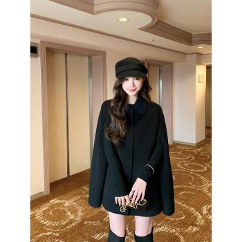 千金風小姐姐2024秋冬新款雙面羊絨大衣女小個子羊毛呢子斗篷外套