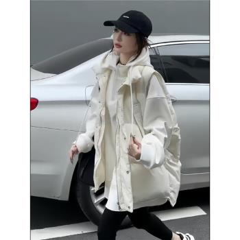 2024秋冬新款羽絨馬甲女學院洋氣馬夾背心網紅坎肩上衣外套白鴨絨