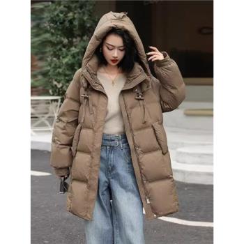 反季羽絨棉服女中長款2024新款秋冬季加厚棉衣寬松保暖麵包服外套