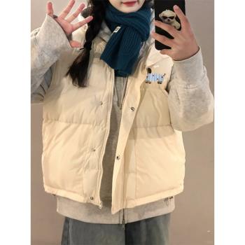 白色女款春秋寬松防寒外套馬甲