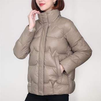 中老年媽媽裝羽絨棉服女短款小個子冬裝輕薄保暖外套立領棉衣棉襖