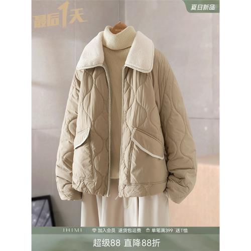 IHIMI海謐減齡夾棉加厚棉衣女2025冬季新款棉襖休閑棉服百搭外套