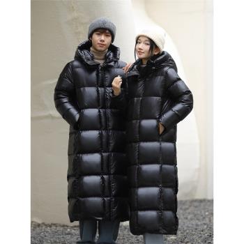 2024新冬季高階黑金超長過膝到腳踝鵝絨羽絨服女加厚外套男女同款