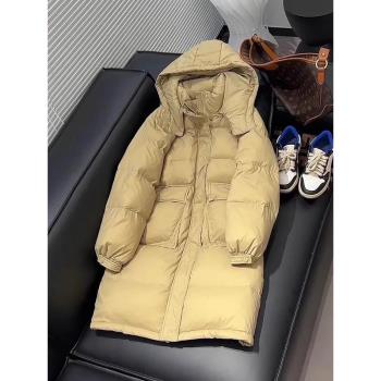 2024新款時尚高階感超好看炸街洋氣連帽中長款棉服外套女款冬季
