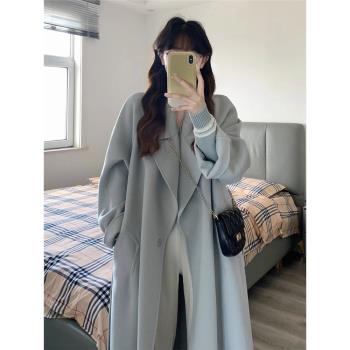 雙面羊絨呢子大衣女2024秋冬季新款溫柔風小個子高階感羊毛呢外套