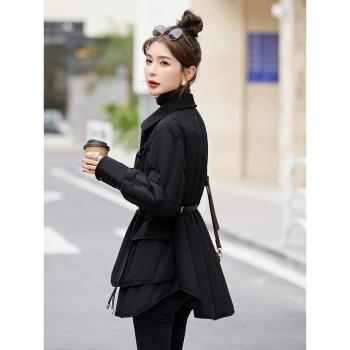 2024新款冬季修身收腰顯瘦氣質設計感襯衫式羽絨服女高階洋氣外套