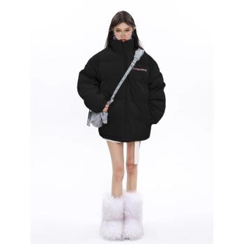 黑色羽絨棉服女2024新款冬季韓系棉衣麵包服東北抗寒晉江棉襖外套