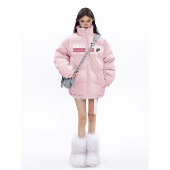 粉色棉服女2025新款春夏開春超厚東北大棉襖美式夾棉外套羽絨棉衣