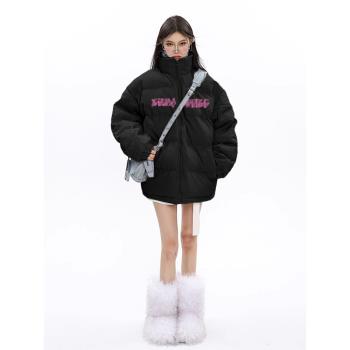 黑色棉衣女冬季2025新款美式東北大棉襖加絨加厚穿搭羽絨棉服外套