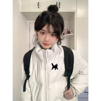 白色羽絨棉服女款2025年新款春秋韓系可愛夾棉輕薄小棉襖棉衣外套