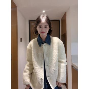 皮毛一體羊羔絨外套女2024秋冬新款超好看羊羔毛夾克上衣休閑百搭