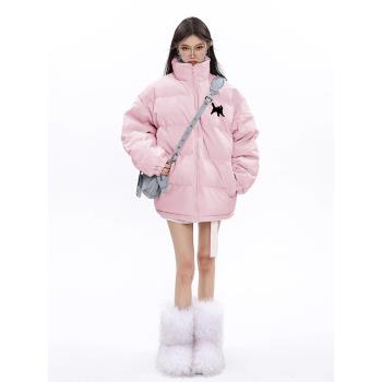 羽絨棉服女2025新款秋冬季韓系加厚湯圓風麵包服棉襖粉色棉衣外套