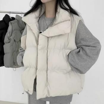 chic氣質翻領拉鏈馬甲外套羽絨