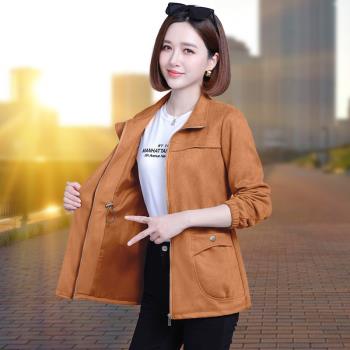 外套女短款風衣秋冬休閑麂皮絨