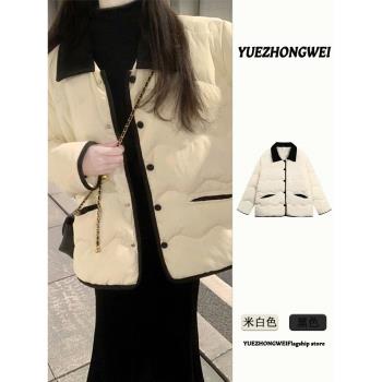 小香風翻領羽絨棉服女冬季2025新款超好看加厚棉衣棉襖麵包服外套
