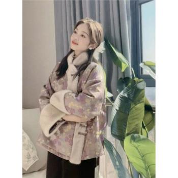 新中式女裝加厚宋錦盤扣棉服2025年冬季高階感唐裝時尚復古外套女