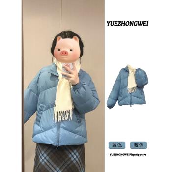 小個子藍色短款羽絨棉服女款爆款2024秋冬季新款保暖棉衣棉襖外套