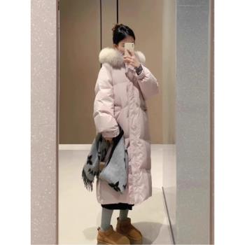2024年冬季新款羽絨棉服女超好看過膝長款韓系加厚棉襖大毛領外套