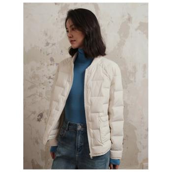 2024秋冬新款輕便棒球服羽絨服外套寬松短款小個子輕薄款拉鏈夾克
