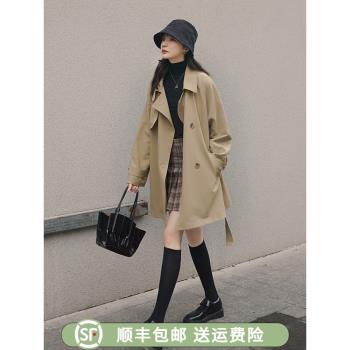 卡其色風衣外套女中長款春秋2025新款流行小個子百搭韓版休閑上衣