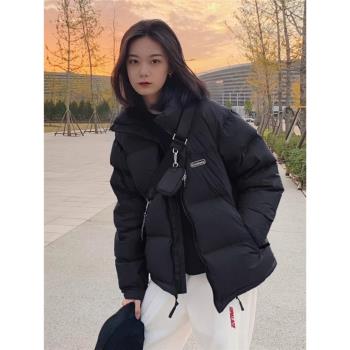 短款羽絨棉服女黑色2024年冬季韓版小個子寬松加厚麵包服學生外套