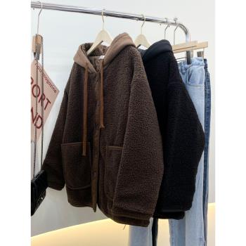300斤大碼女裝加厚棉衣棉服女胖mm秋冬新款保暖黑色羊羔毛絨外套