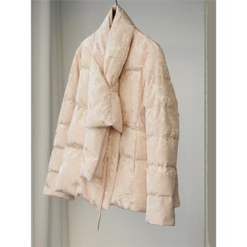 溫柔冷淡系V領保暖外套羽絨服