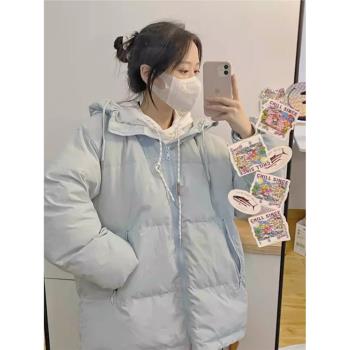 奶fufu藍色棉服韓版寬松加厚羽絨