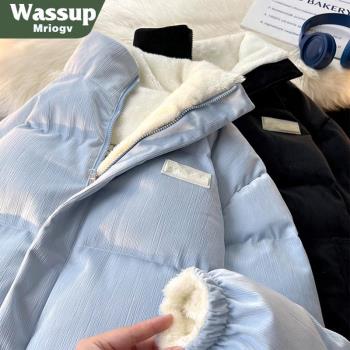 WASSUP雙面穿燈芯絨加厚2024新款棉服男女冬季寬松羊羔毛棉衣外套