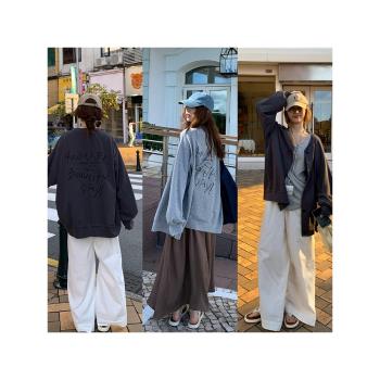 荒荒家 手寫英文印花開衫2024新款韓版小眾設計寬松慵懶外套女ins