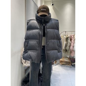 2024冬季新款百搭立領羽絨服馬甲女休閑加厚白鴨絨保暖坎肩外套潮