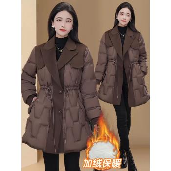 女士寬松大碼中長款外套羽絨棉服