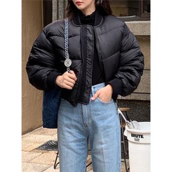 310克黑色短款新韓修身羽絨服
