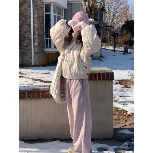 奶呼呼小碎花羽絨棉服女2025年新款冬季小個子超好看可愛棉襖外套