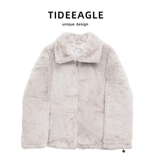 TIDEEAGLE2025新款韓版寬松氣質短款毛絨外套加厚小個子皮草上衣