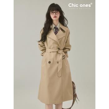 Chic ones卡其色中長款風衣外套