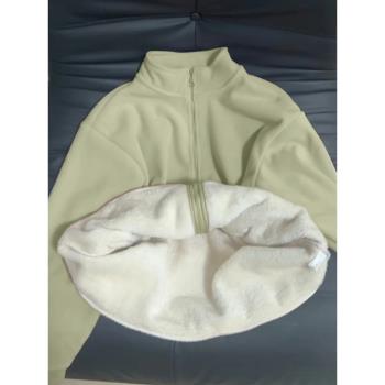 搖粒絨外套女秋冬季加絨加厚棉服深秋初冬校服內搭衛衣羊羔毛絨厚