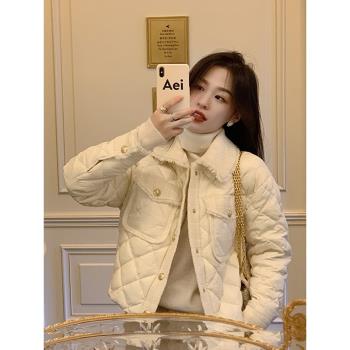 小香風菱格高階感保暖短款羽絨服