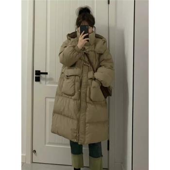 反季中長款設計感保暖外套羽絨服
