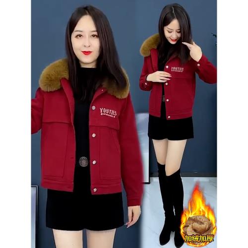 加絨加厚派克棉服女士2025年秋冬季新款韓版百搭保暖短款毛領外套