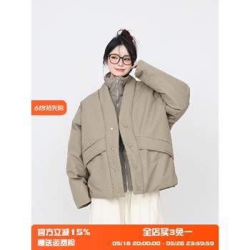 CEDY 原創假兩件加厚西裝棉服男女冬季加厚保暖簡約高階感外套潮