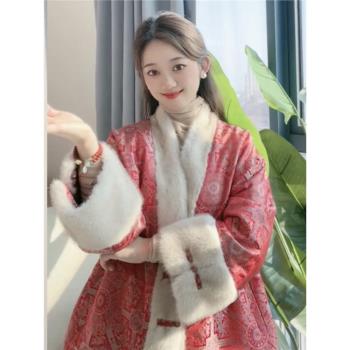 新中式國風女裝宋錦寬松棉服2025年冬季復古盤扣加厚高階感外套女