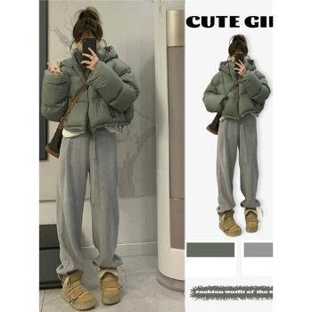 2024新款羽絨服女短款韓版連帽時尚小個子加厚白鴨絨冬裝保暖外套