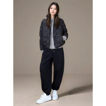 歐貨黑色時尚氣質百搭輕薄羽絨服女冬2024新款小眾設計白鴨絨外套