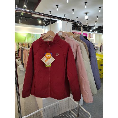 冰川時代冬款25C2508女加厚羊毛棉服外套立領拉鏈格子棉襖上衣